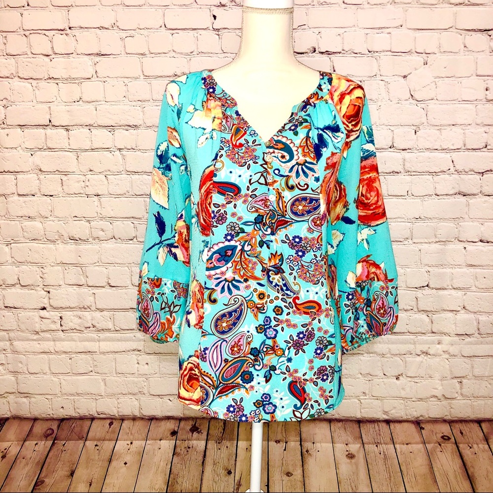 Multicolored Flowy Top, Size Medium